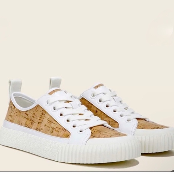 Veronica Beard Shoes - Veronica Beard Parise Leather Trim Cork Sneakers Low Top Lace Up size 10M EUC